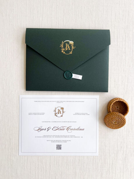 Convite Carta Tradicional GRANDE 30X22 - Colorido - Lacre de cera - Metalizado -COD. 369